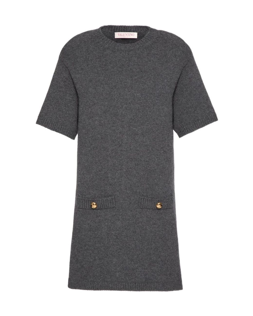 Valentino Gray Short-Sleeved Knit Dress
