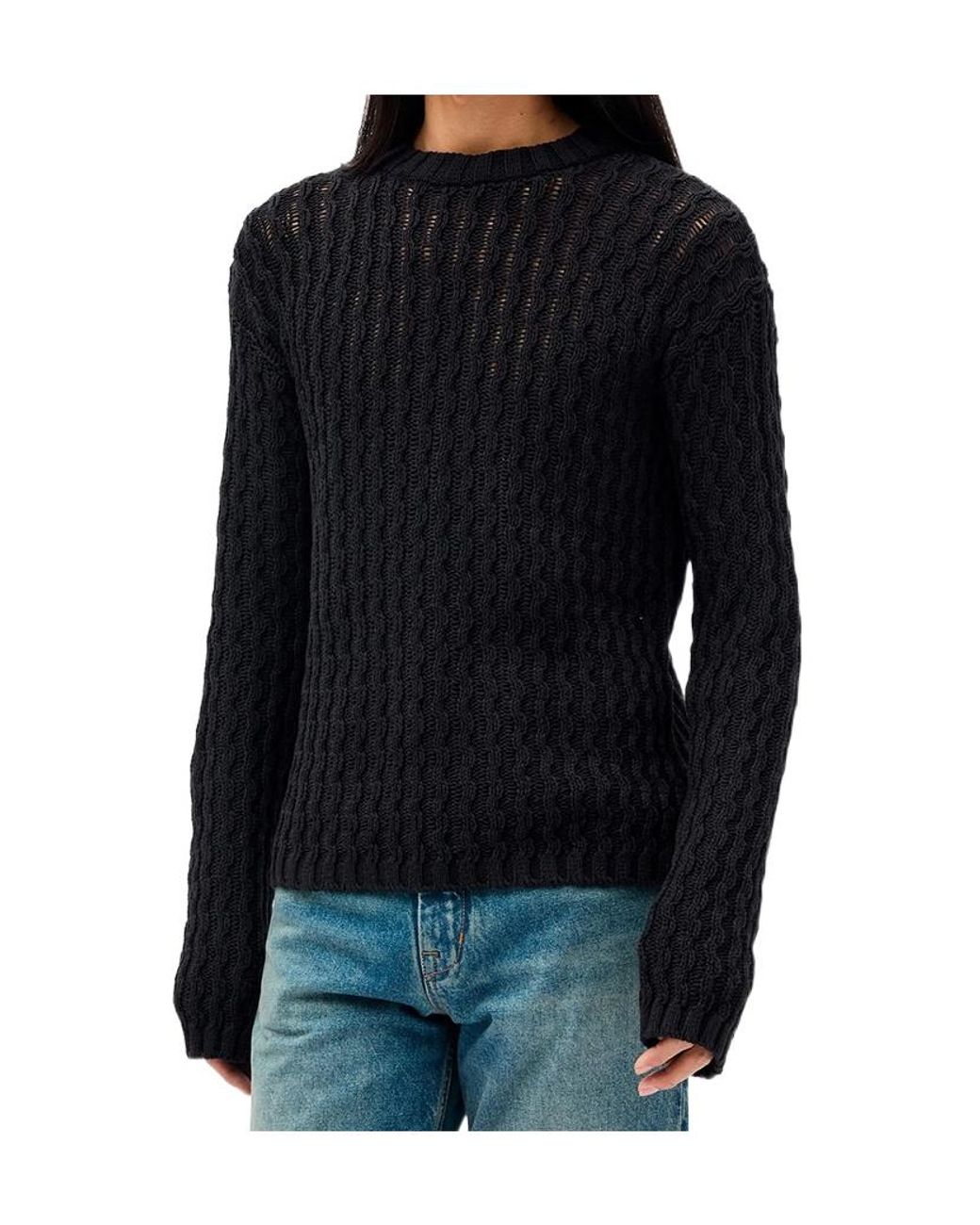 Ann Demeulemeester Black Areld Chunky-Knit Cotton Sweater for men