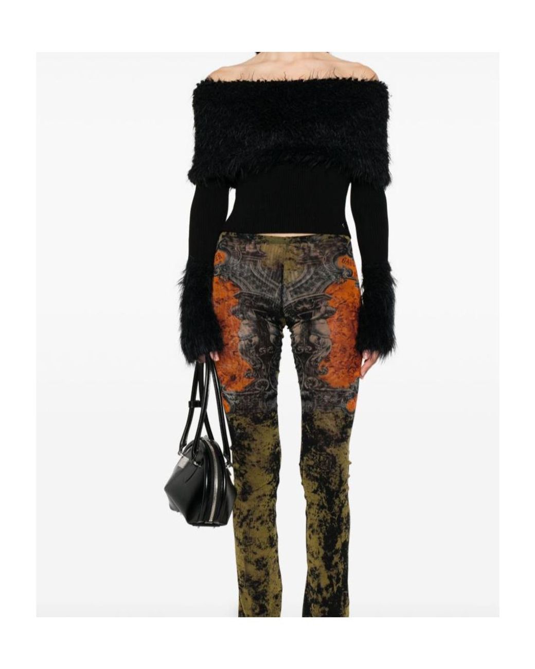 Jean Paul Gaultier Black Ribbed Knit And Fuzzy Sweater