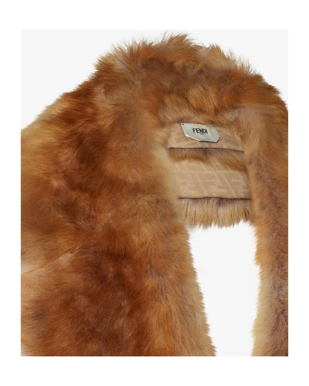 Fendi Brown Caramel-Colored Dorsato Shearling Scarf