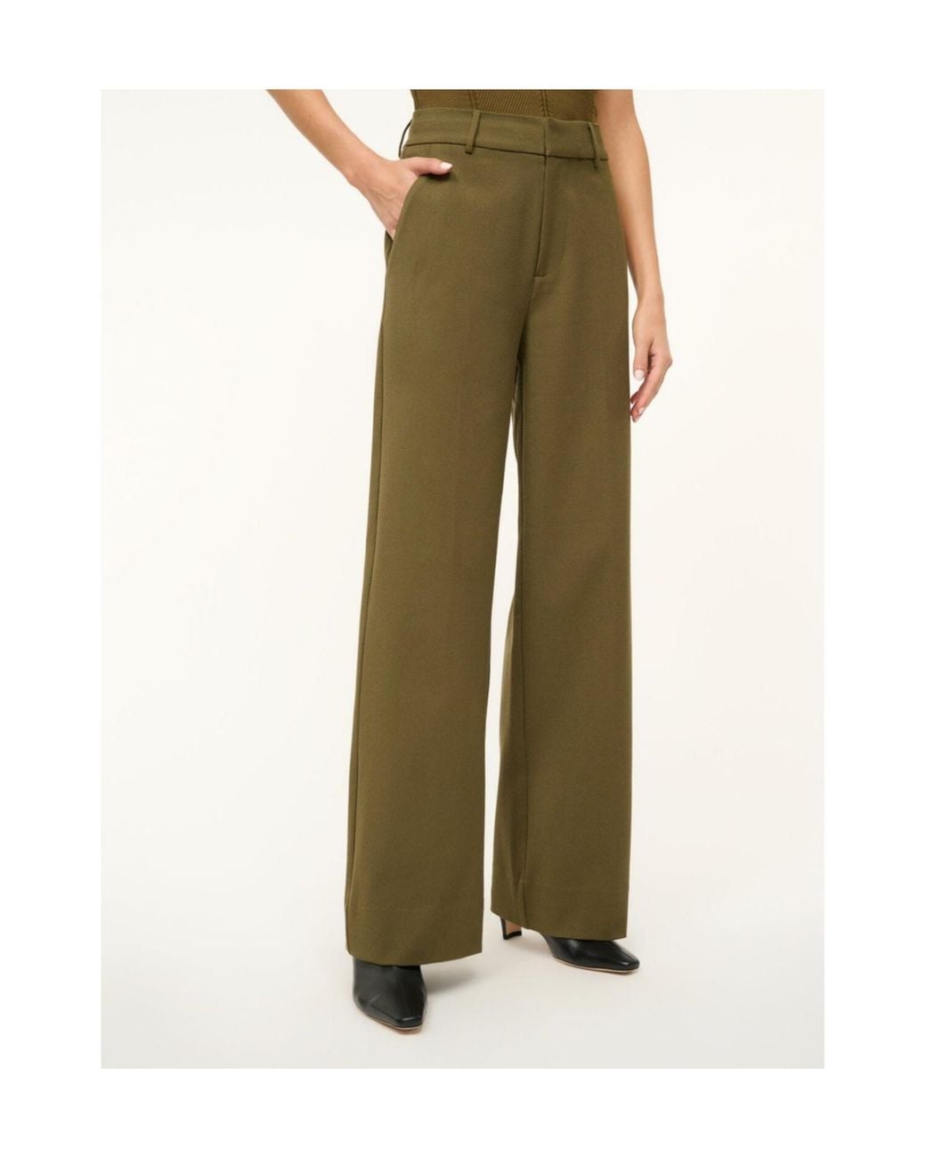 Staud Green Belt Loop Casual Trousers