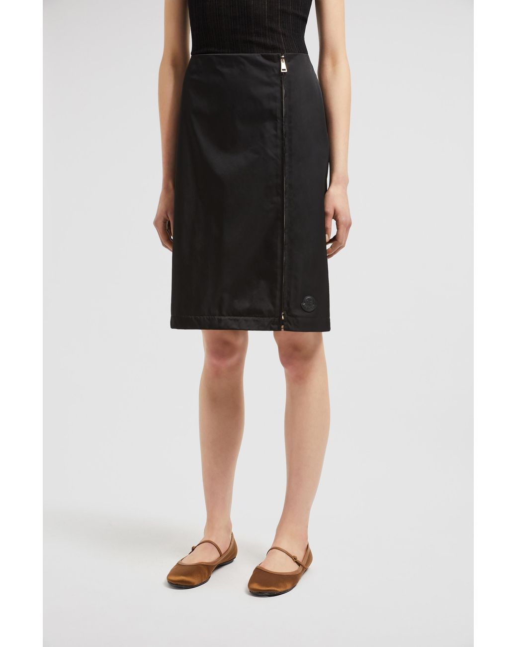 Moncler Black Zipped Midi Skirt