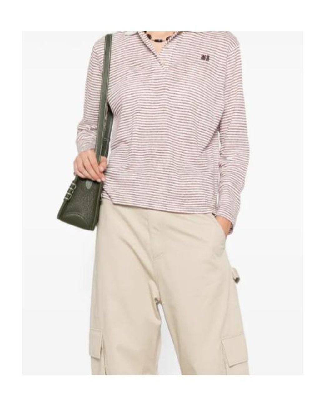 Wales Bonner Pink Striped Long-Sleeve Polo Top