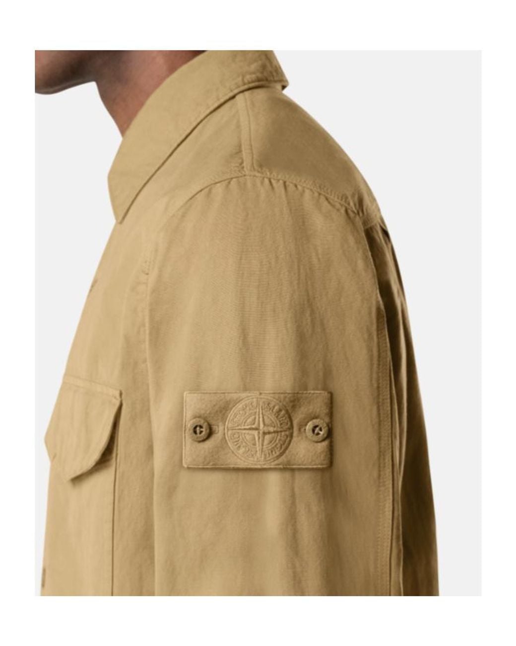 Stone Island Natural Logo Patch Overshirt for men