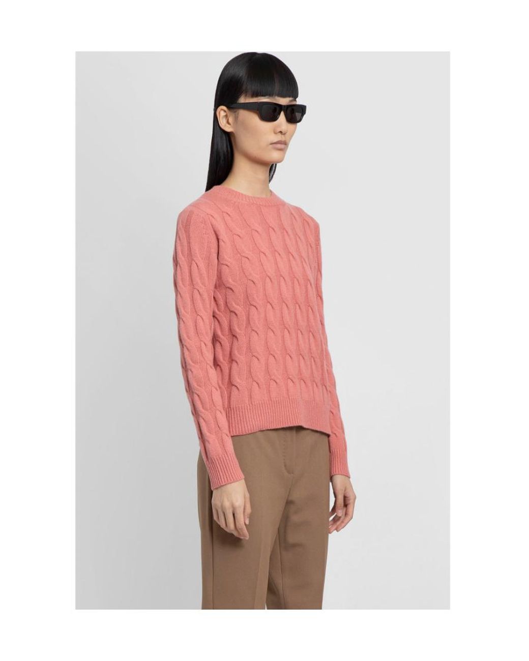 Max Mara Pink Cable-Knit Cashmere Sweater