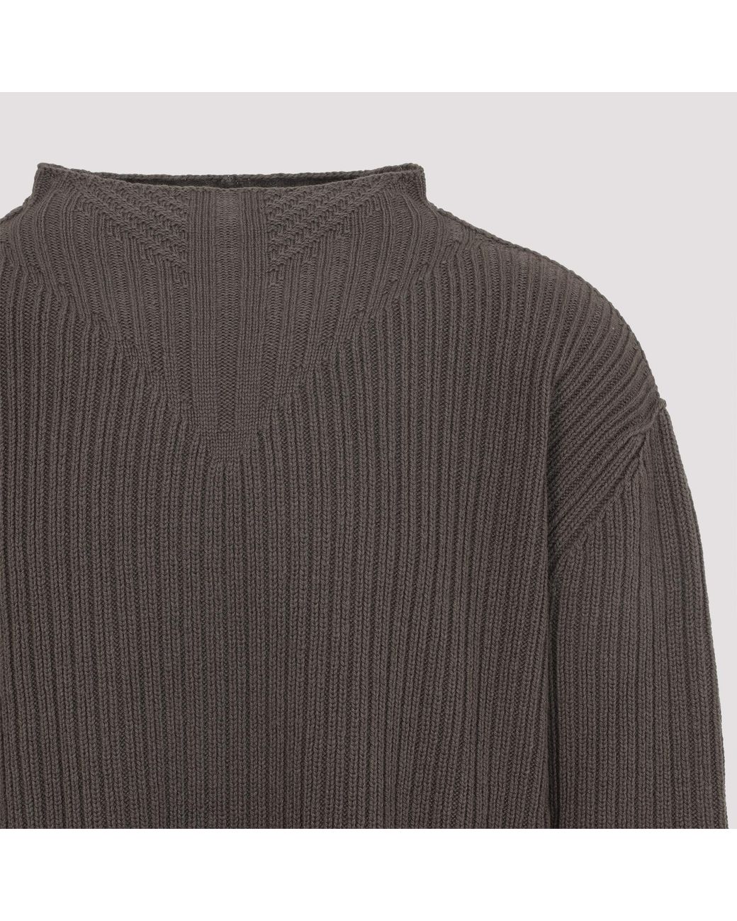 Rick Owens Gray Dust Virgin Wool Fisherman Round Neck Pullover for men
