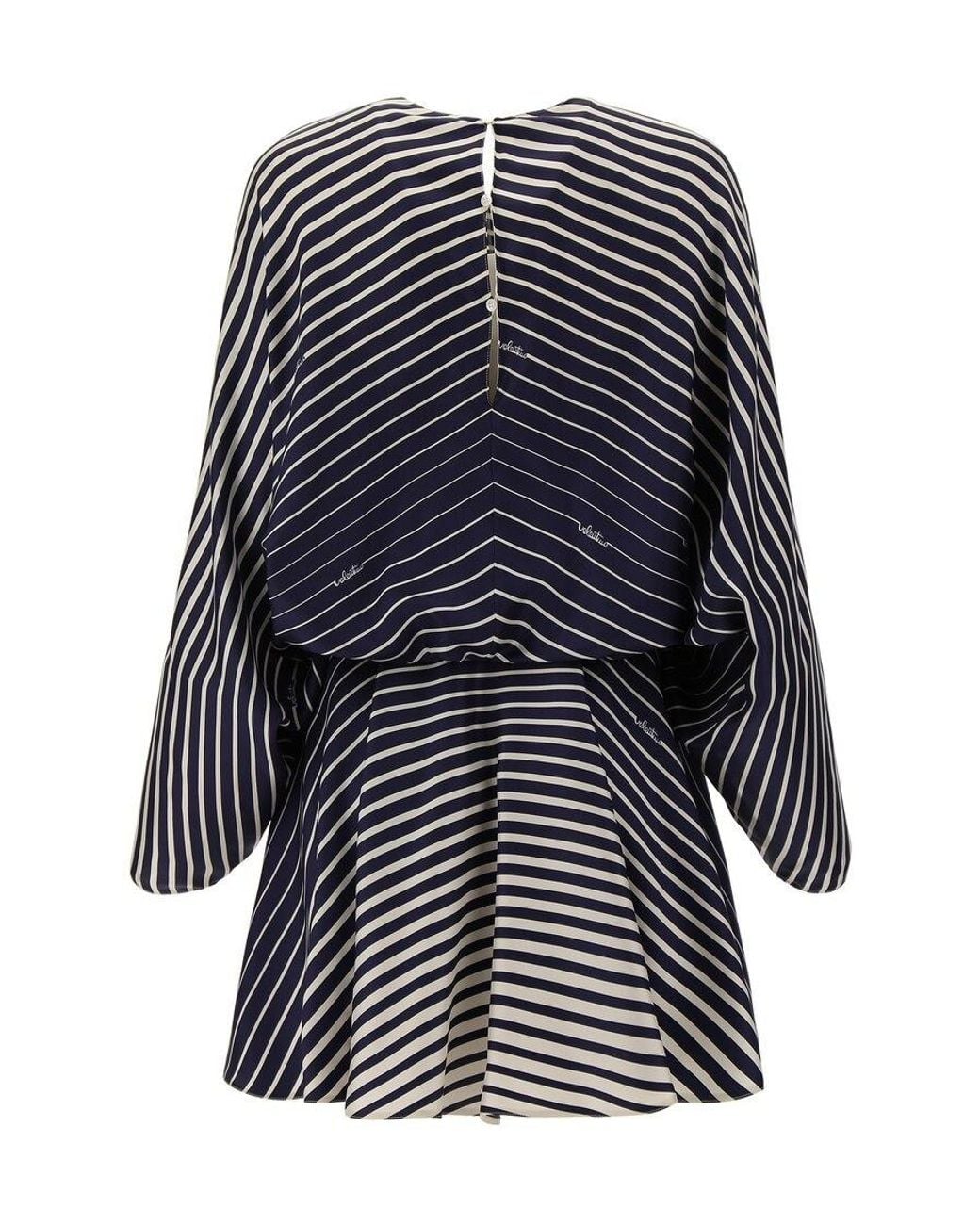 Valentino Blue Striped Lace Dress