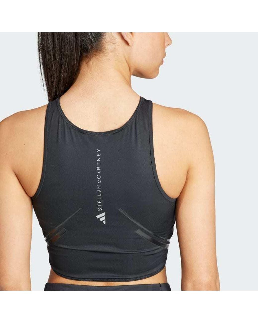 Adidas By Stella McCartney Black Logo-Print Cropped Top
