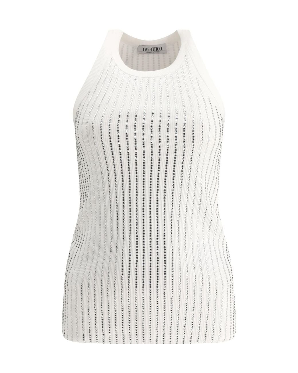 The Attico White The Embellished Ribbed Tank Top