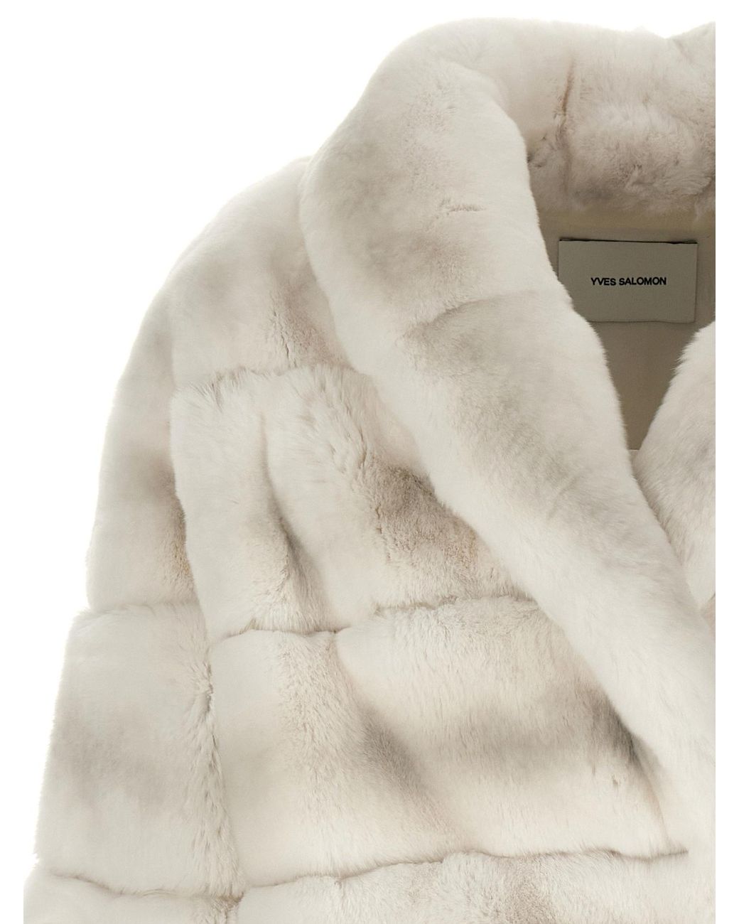 Yves Salomon Natural Quilted Fur Coat