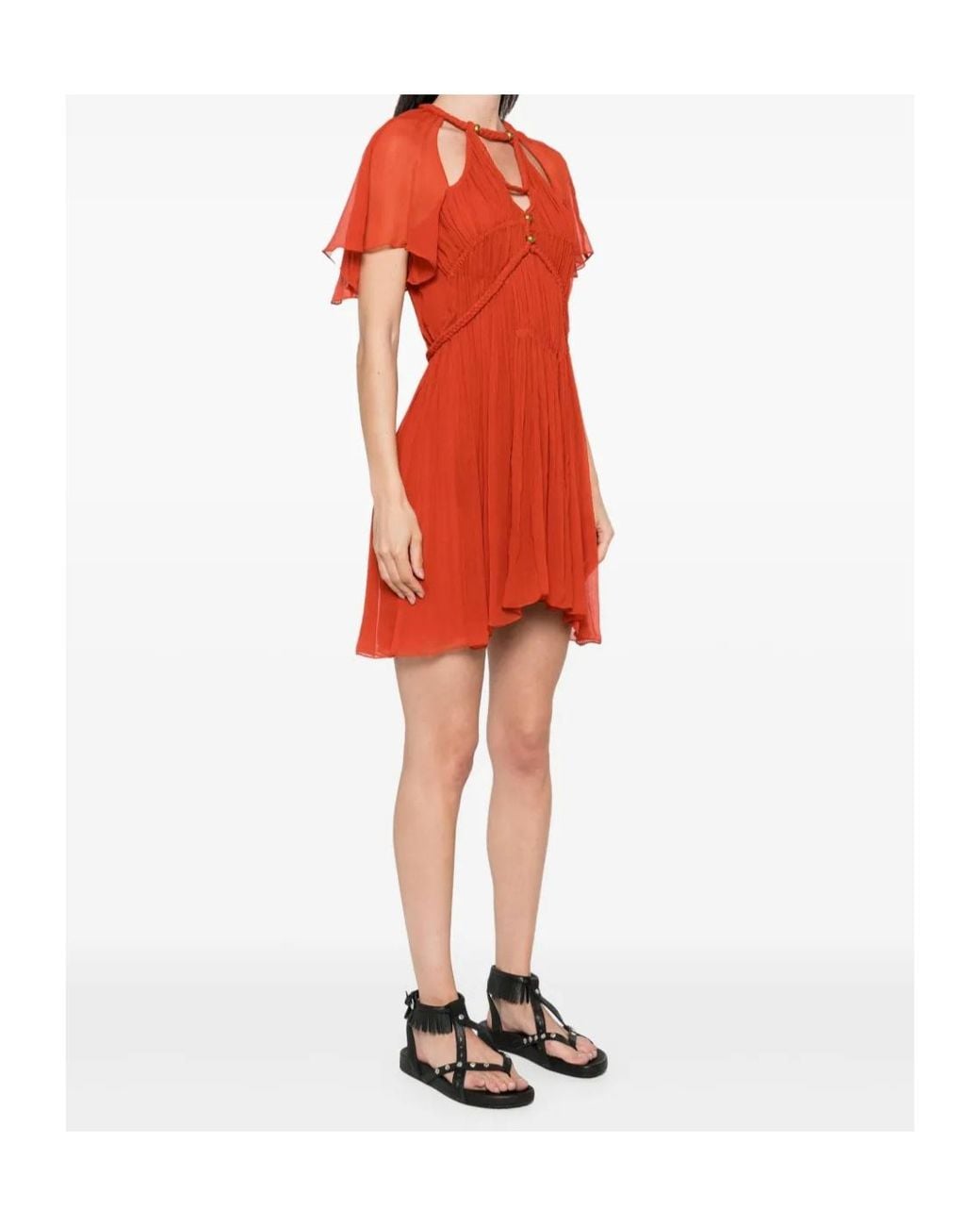 Isabel Marant Red Cut Out Detailed Mini Dress