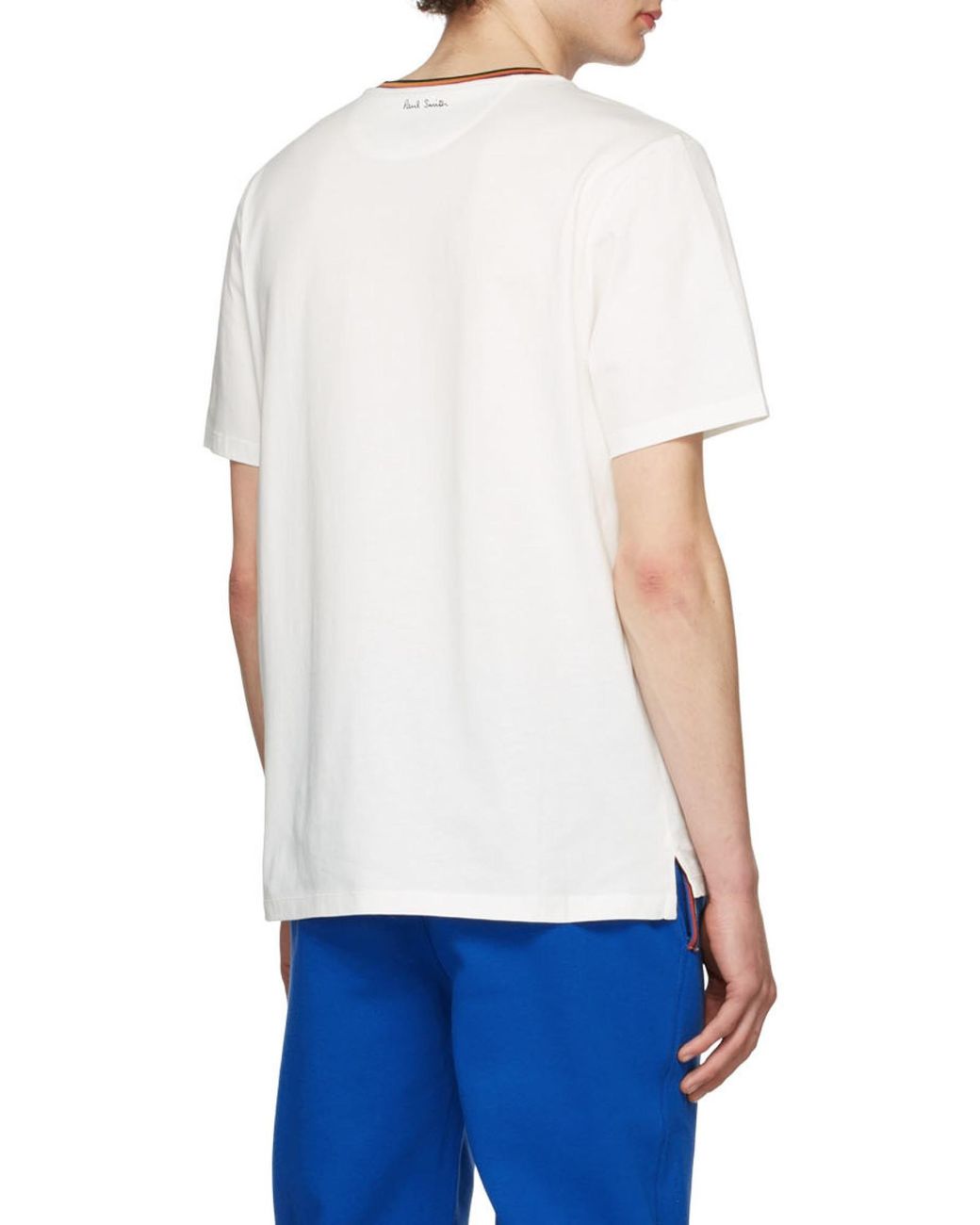 Paul Smith White Artist Stripe Collar T-Shirt for men