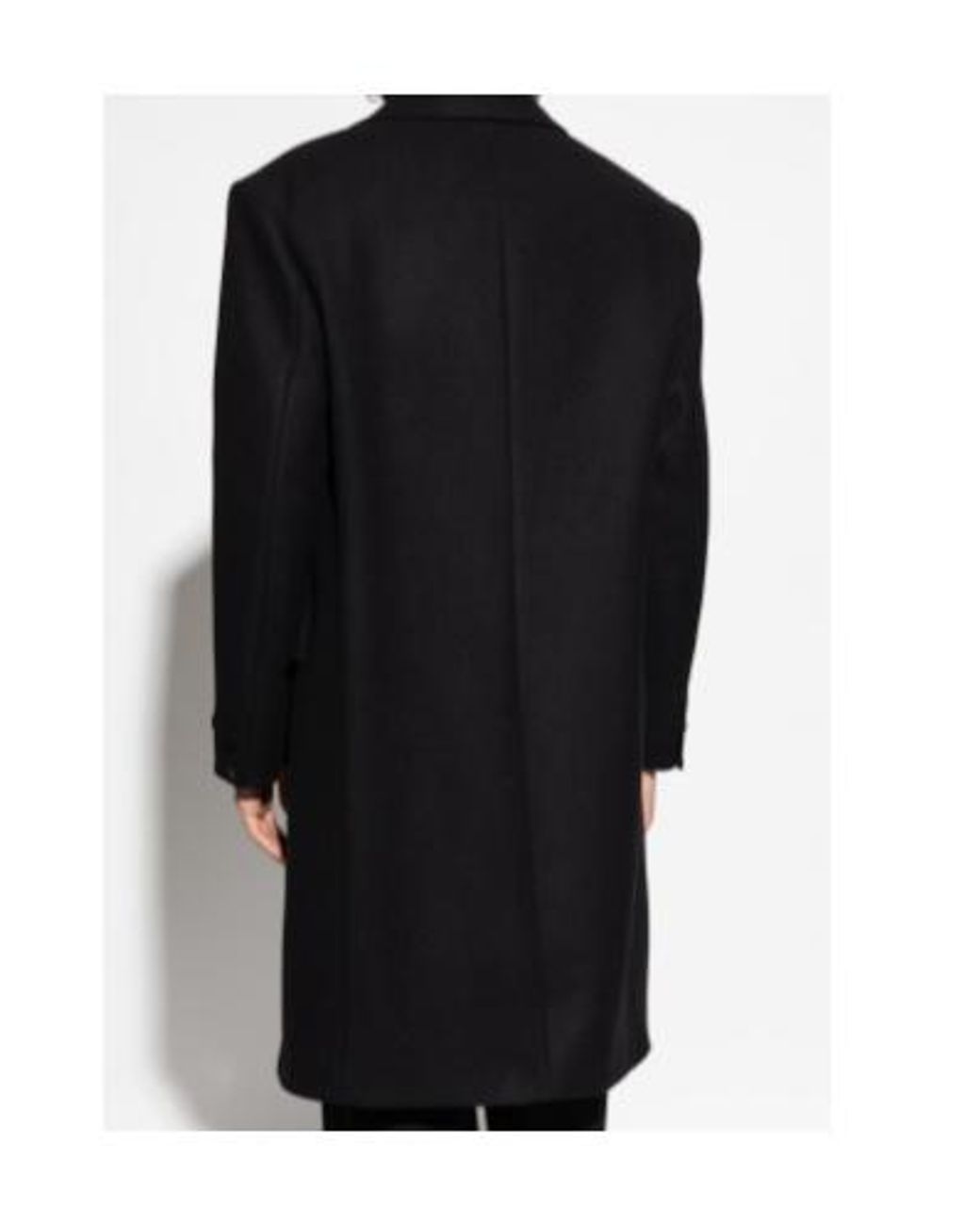 Versace Black Logo-Patch Button-Up Long Coat for men