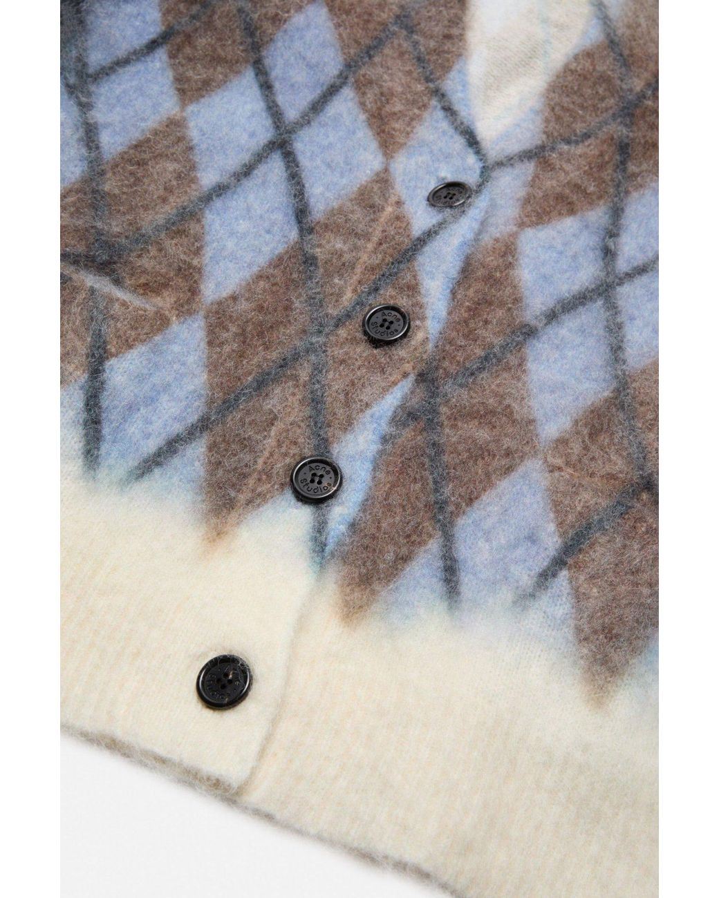 Acne Blue Argyle-Pattern Cardigan