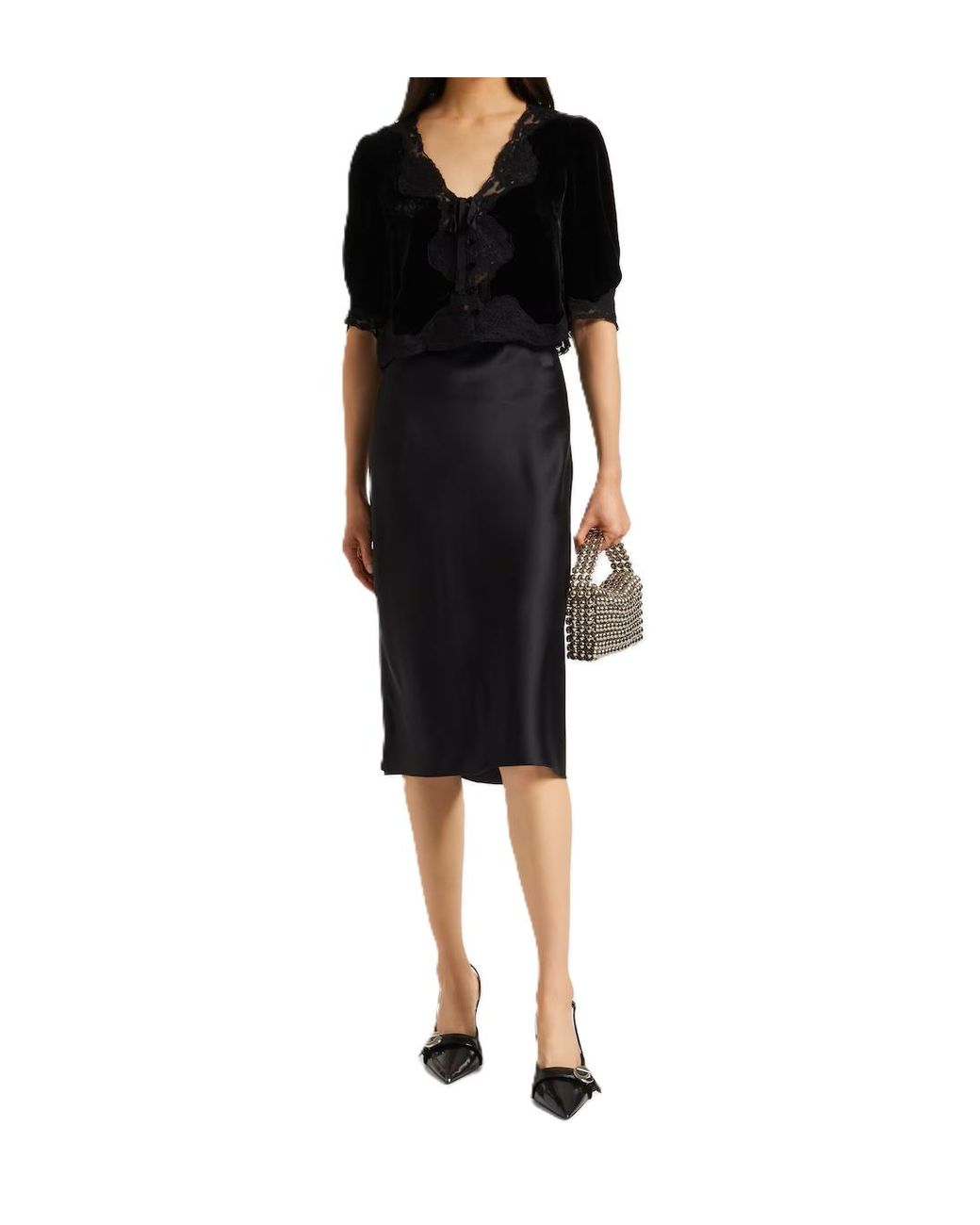 Rixo Black Ursula Velvet Top