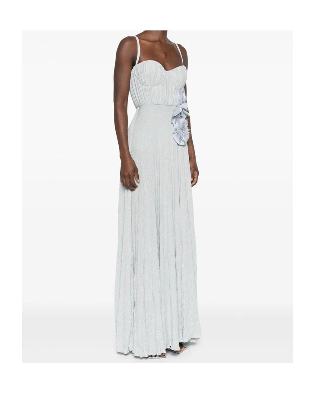 Elisabetta Franchi White Embroidered Flower Carpet Dress
