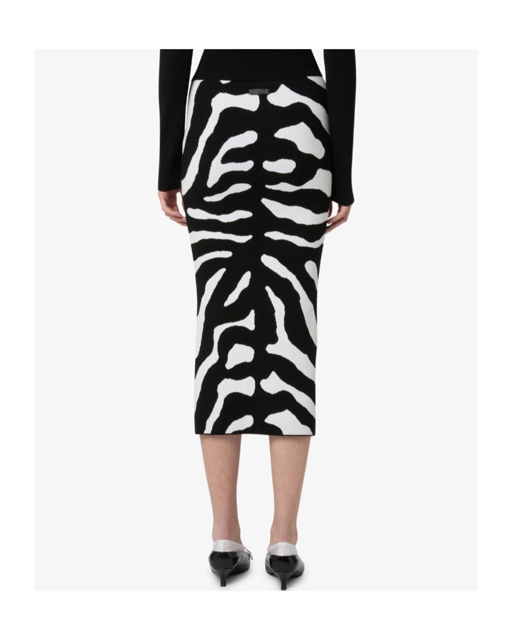 Moschino Black Printed Stretch Skirt