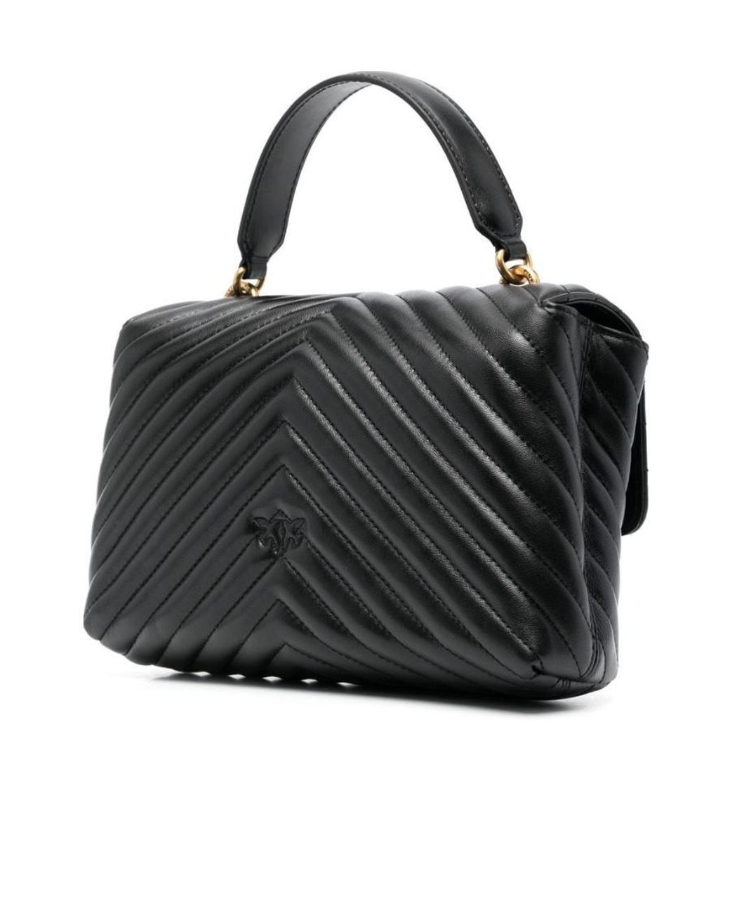 Pinko Black Classic Lady Love Chevron Puffer Tote Bag
