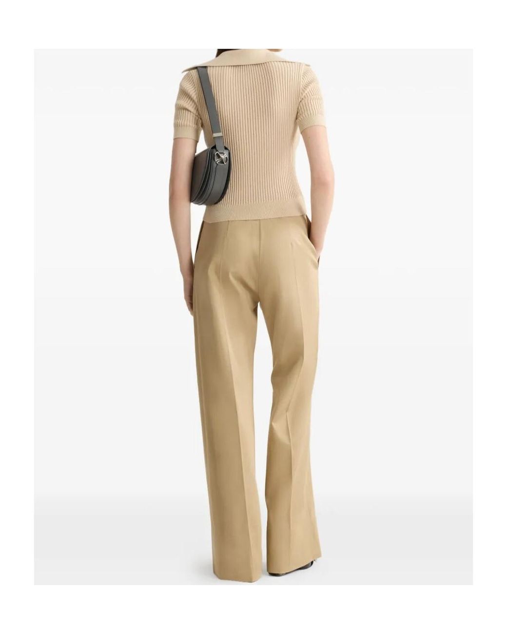 Patou Natural Ribbed Polo Knitted Top