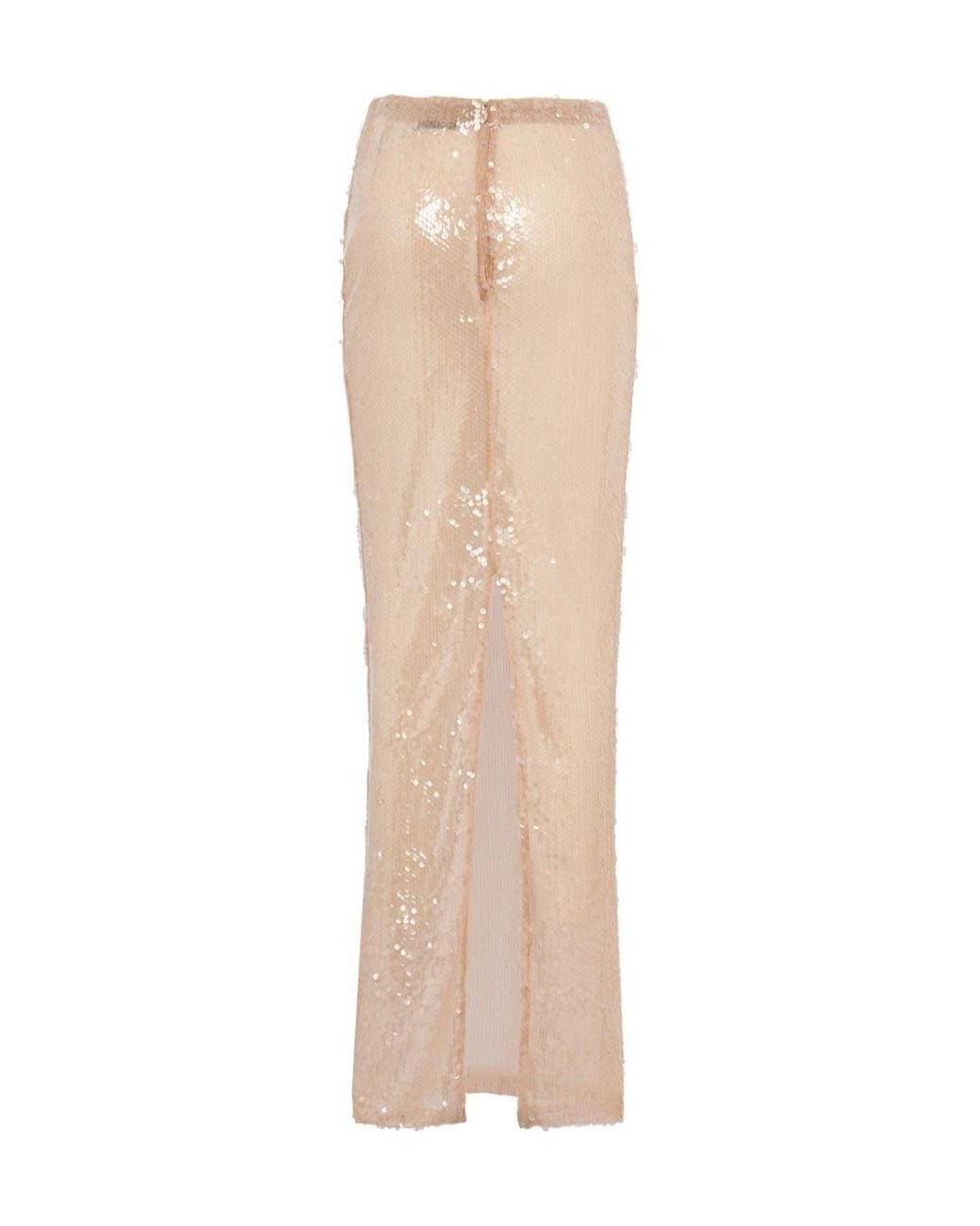 GIUSEPPE DI MORABITO Natural Sequin-Embellished Skirt