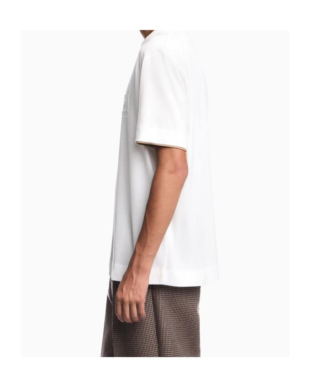 Emporio Armani White Loose-Fit Short-Sleeve Crew-Neck T-Shirt for men