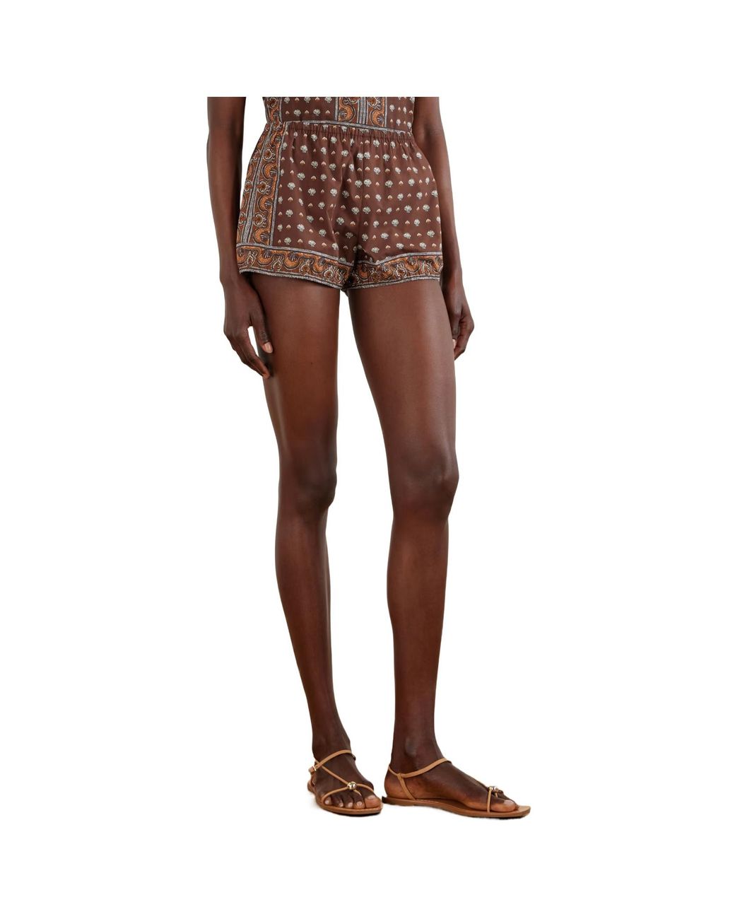Doen Brown Printed Cotton Shorts
