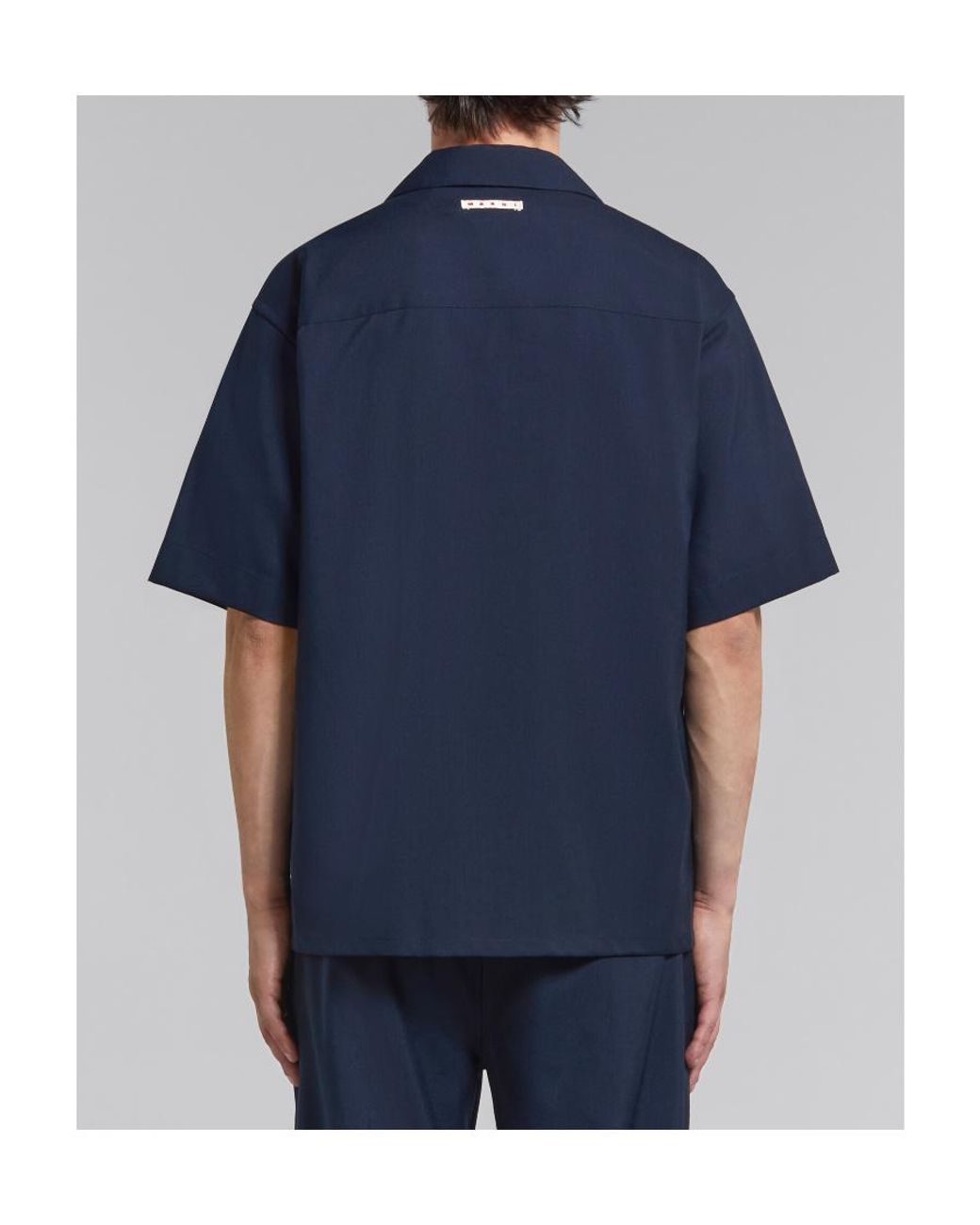 Marni Blue Patch Pocket Short-Sleeved Shirt for men