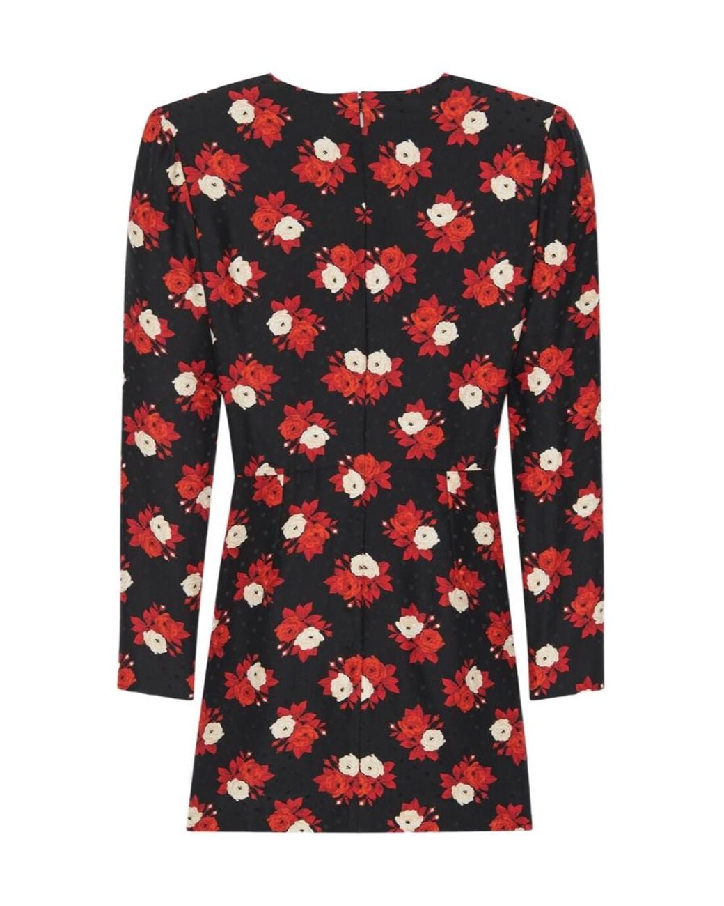 Saint Laurent Red V-Neck Long-Sleeved Dress