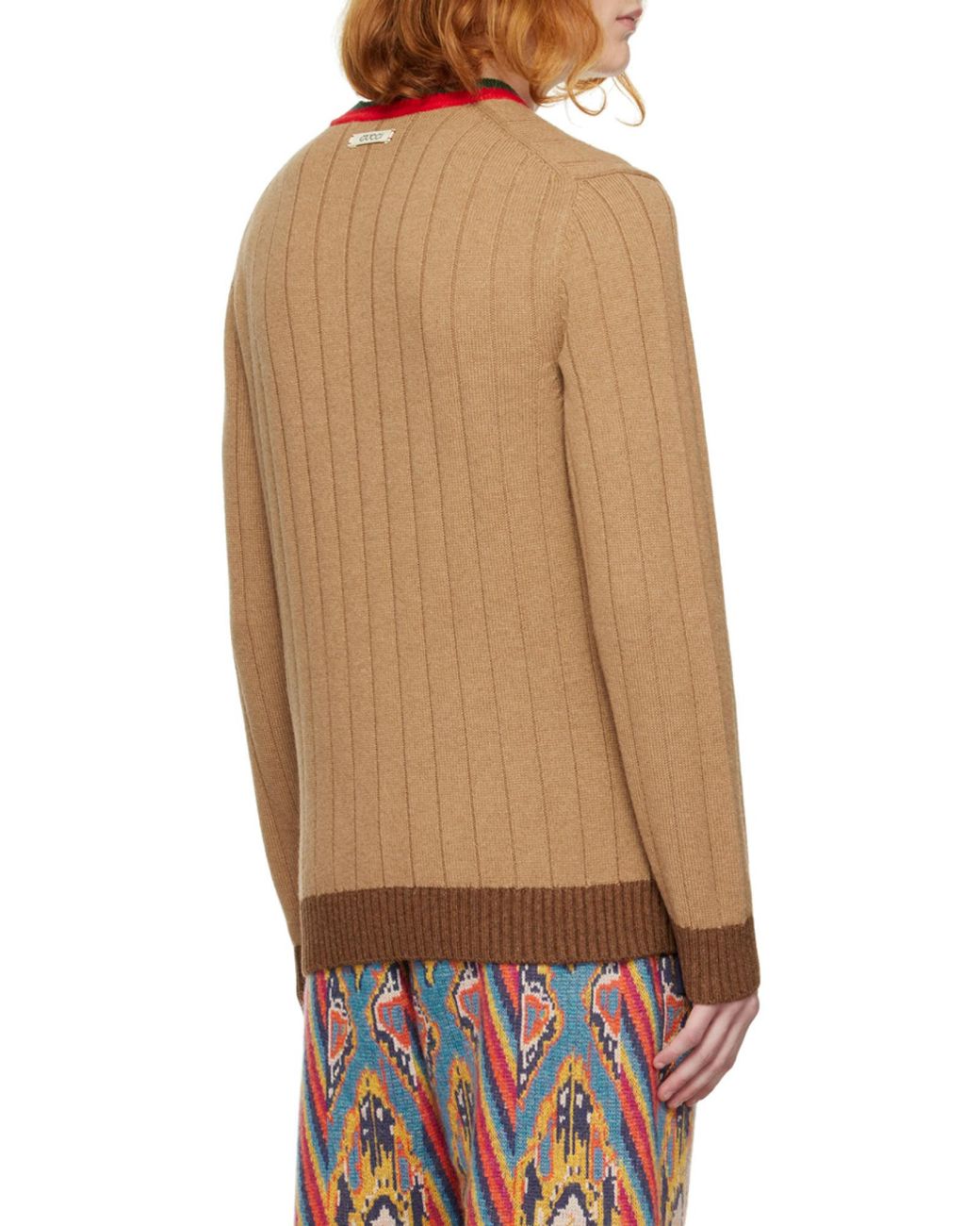 Gucci Natural Web Stripe-Neck Jumper for men