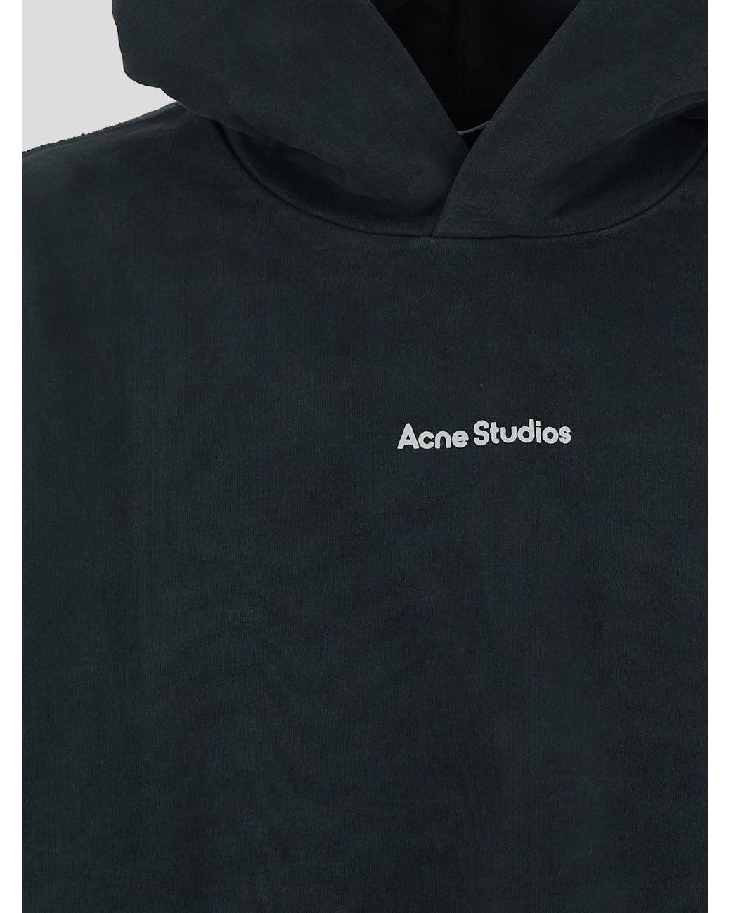 Acne Blue Logo Printed Oversized Hoodie