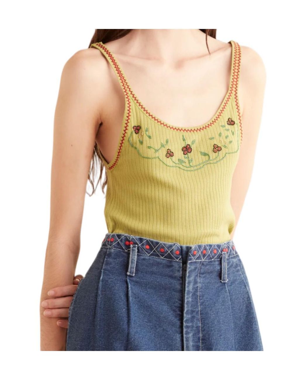 Bode Blue Floral Pattern Vest