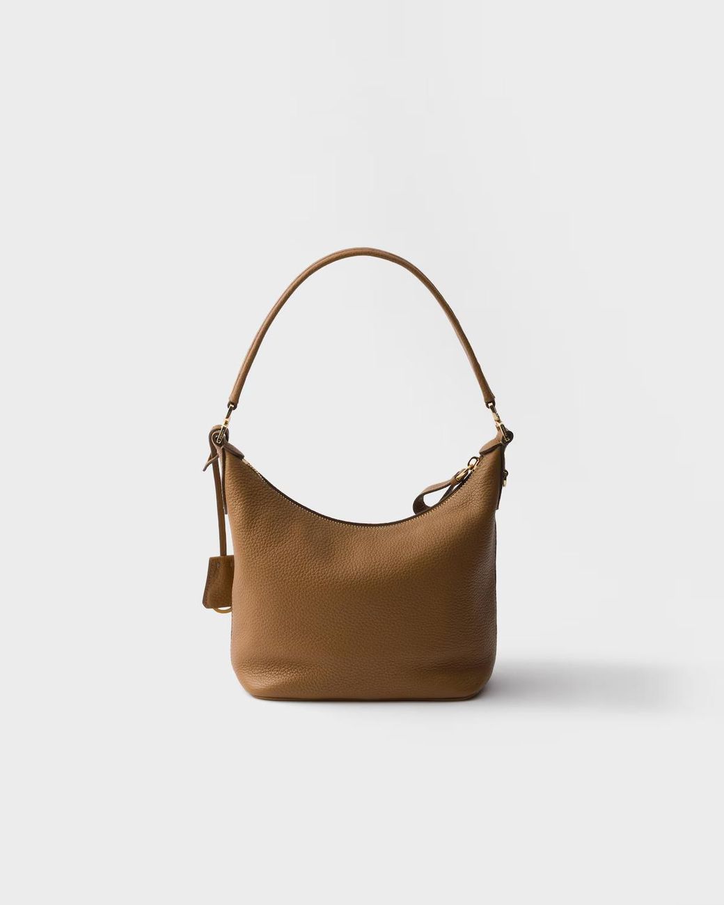 Prada Brown Logo-Lettering Zipped Shoulder Bag