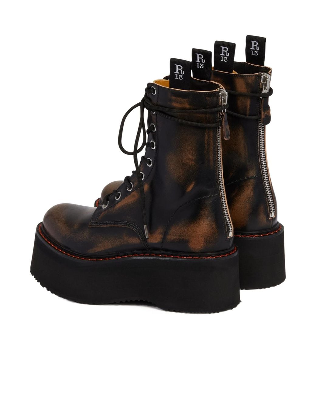 R13 Black Platform Ankle Boots