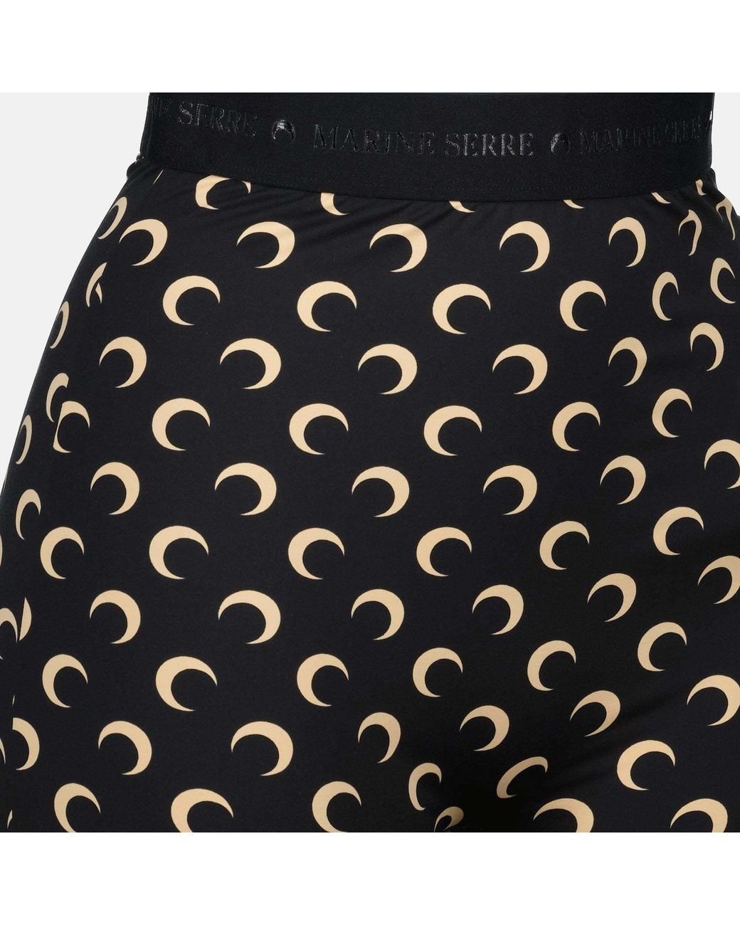 MARINE SERRE Black Moon-Printed Stretch Cyclist Shorts