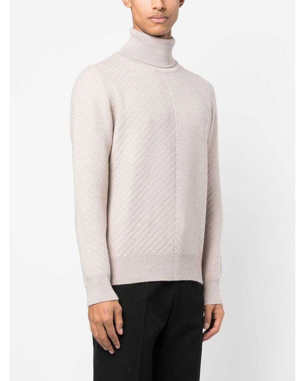 Lardini White Turtleneck Long-Sleeved Knit Jumper for men