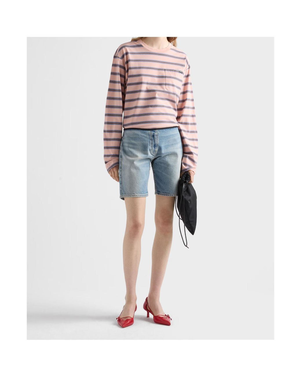 Prada Blue Washed Denim Bermudas