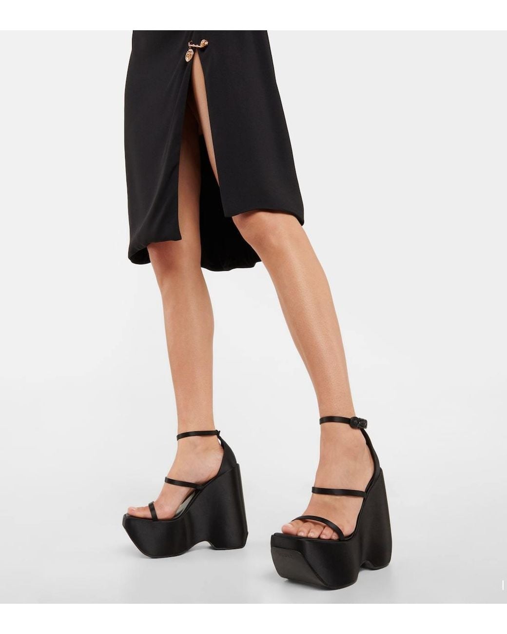 Versace Black Buckle-Detail Platform Sandals