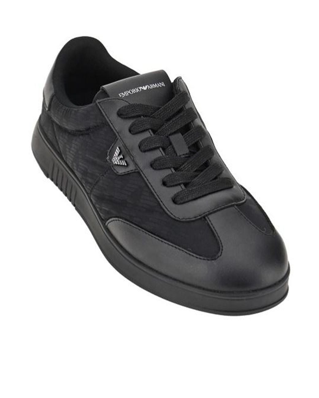 Emporio Armani Black Logo-Print Panelled Sneakers for men