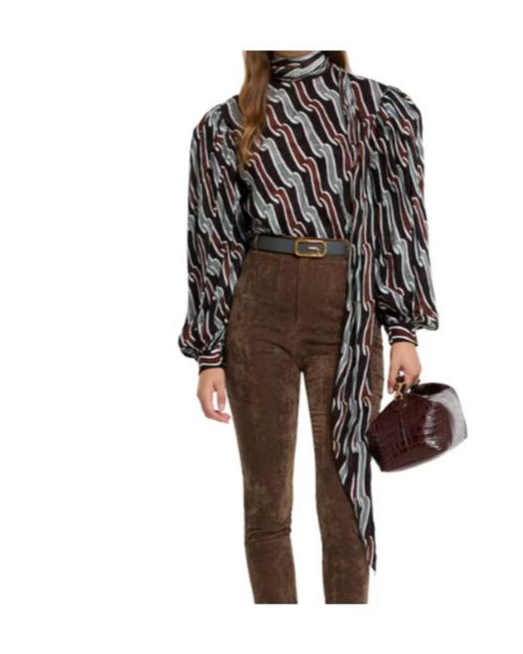 Gucci Black Printed Twill Blouse
