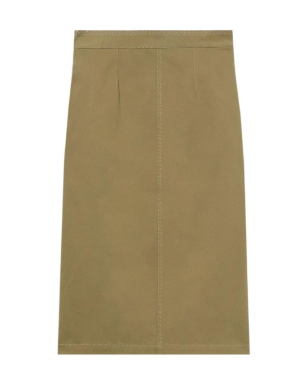 Closed Green Tie-Fastening Cotton Midi Skirt