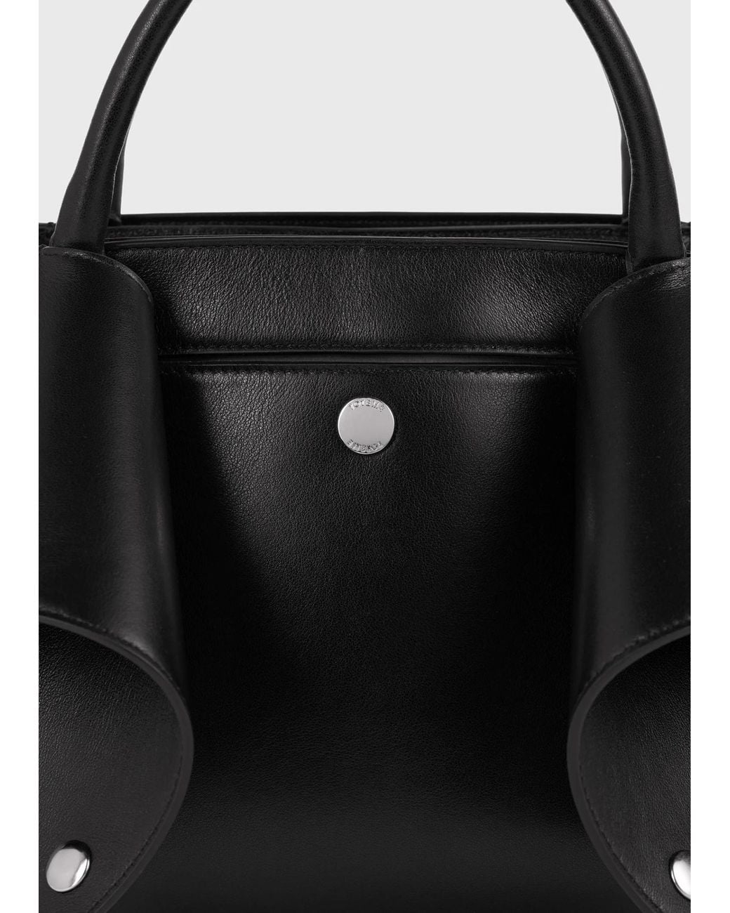 Totême Black Totême Foldover Detailed Small Tote Bag