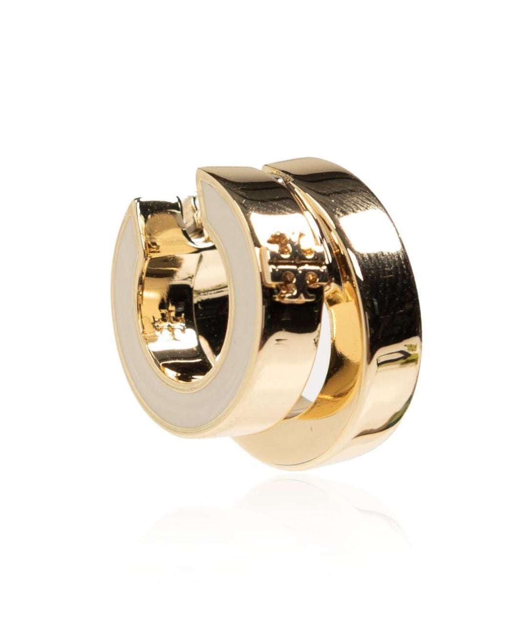 Tory Burch Metallic Icon Enamel Double Hoop Earrings