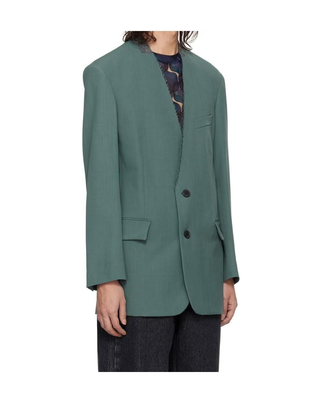 Dries Van Noten Blue Single-Breasted Long-Sleeved Jacket for men