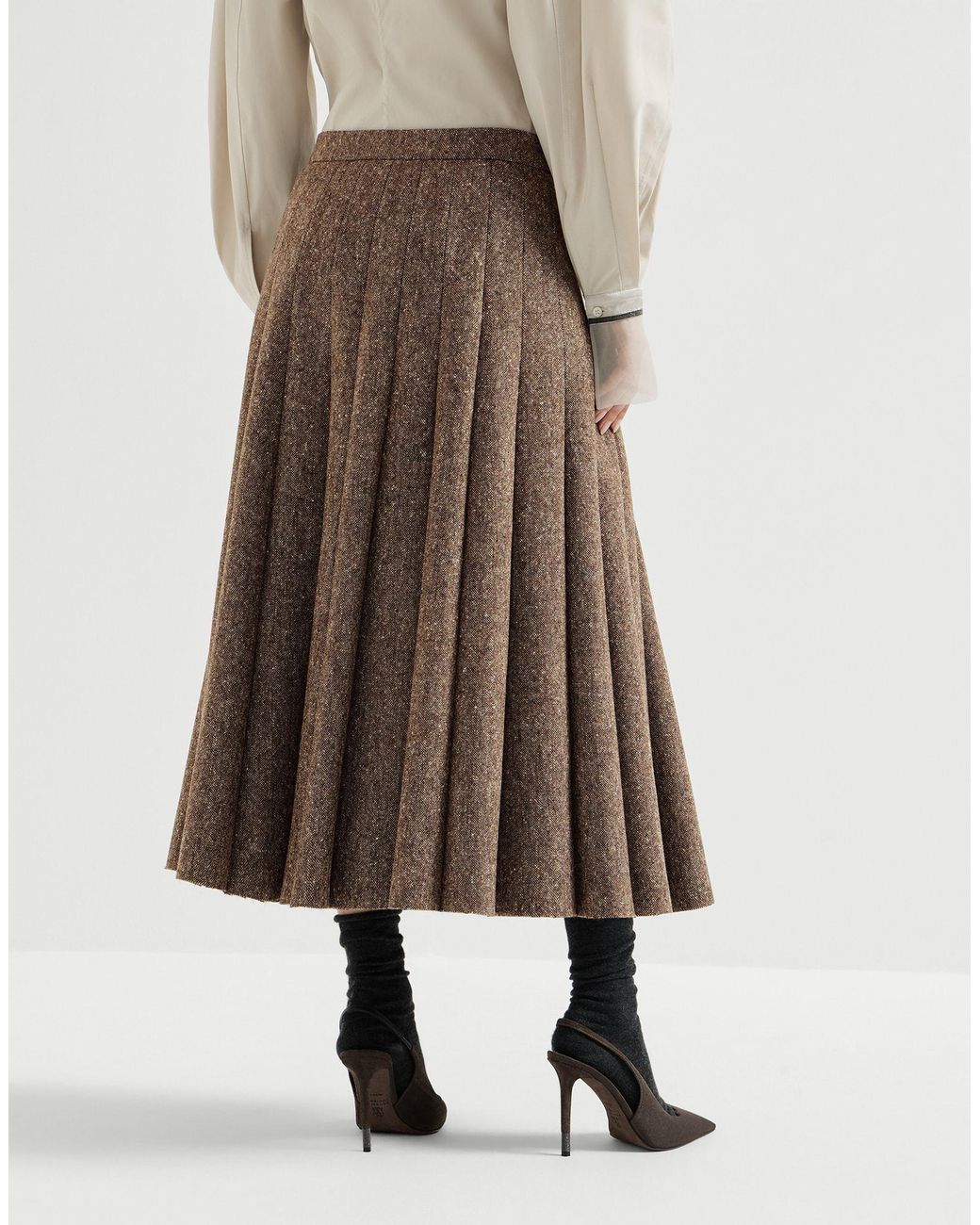 Brunello Cucinelli Brown Pleated Skirt