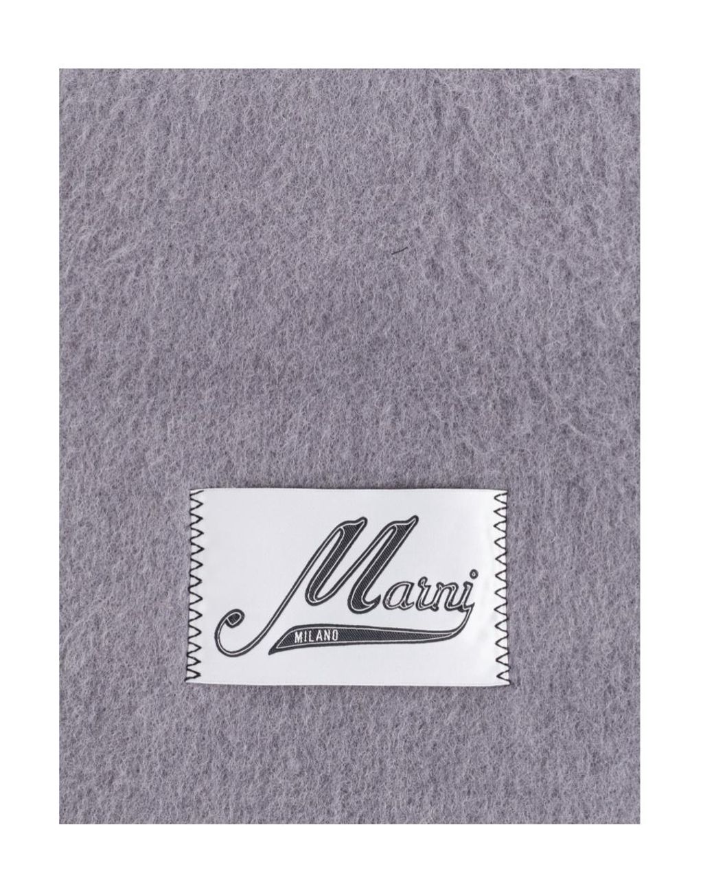 Marni White Logo Patch Fringed-Edge Scarf