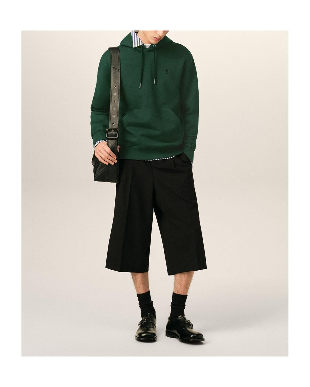 AMI Green Ami De Coeur Drawstring Hoodie for men