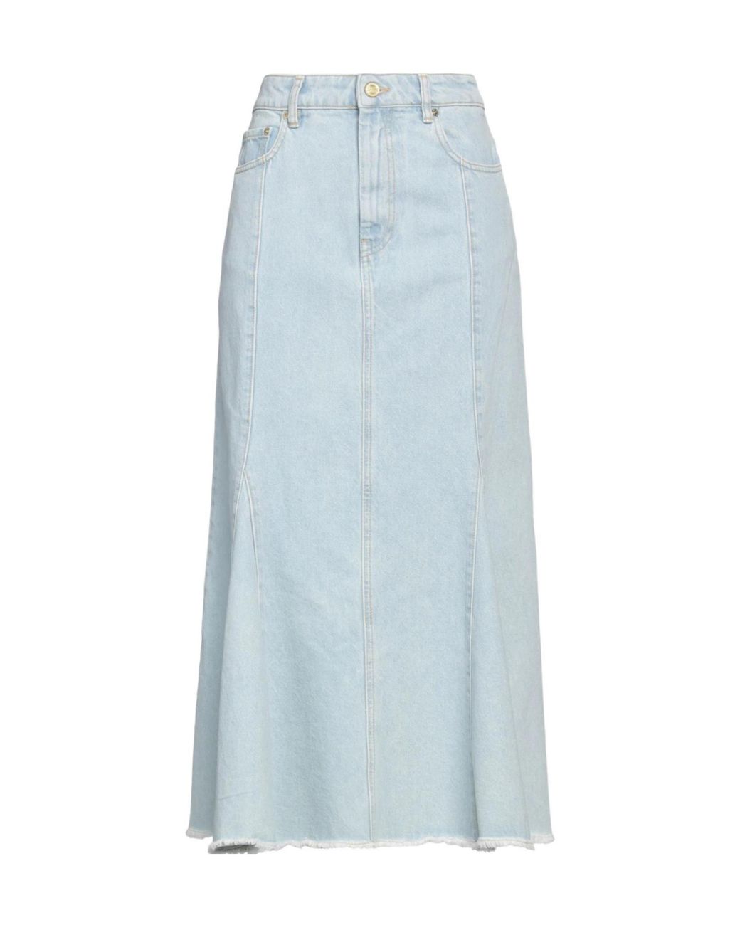 Ganni Blue Light-Colored Denim Midi Skirt