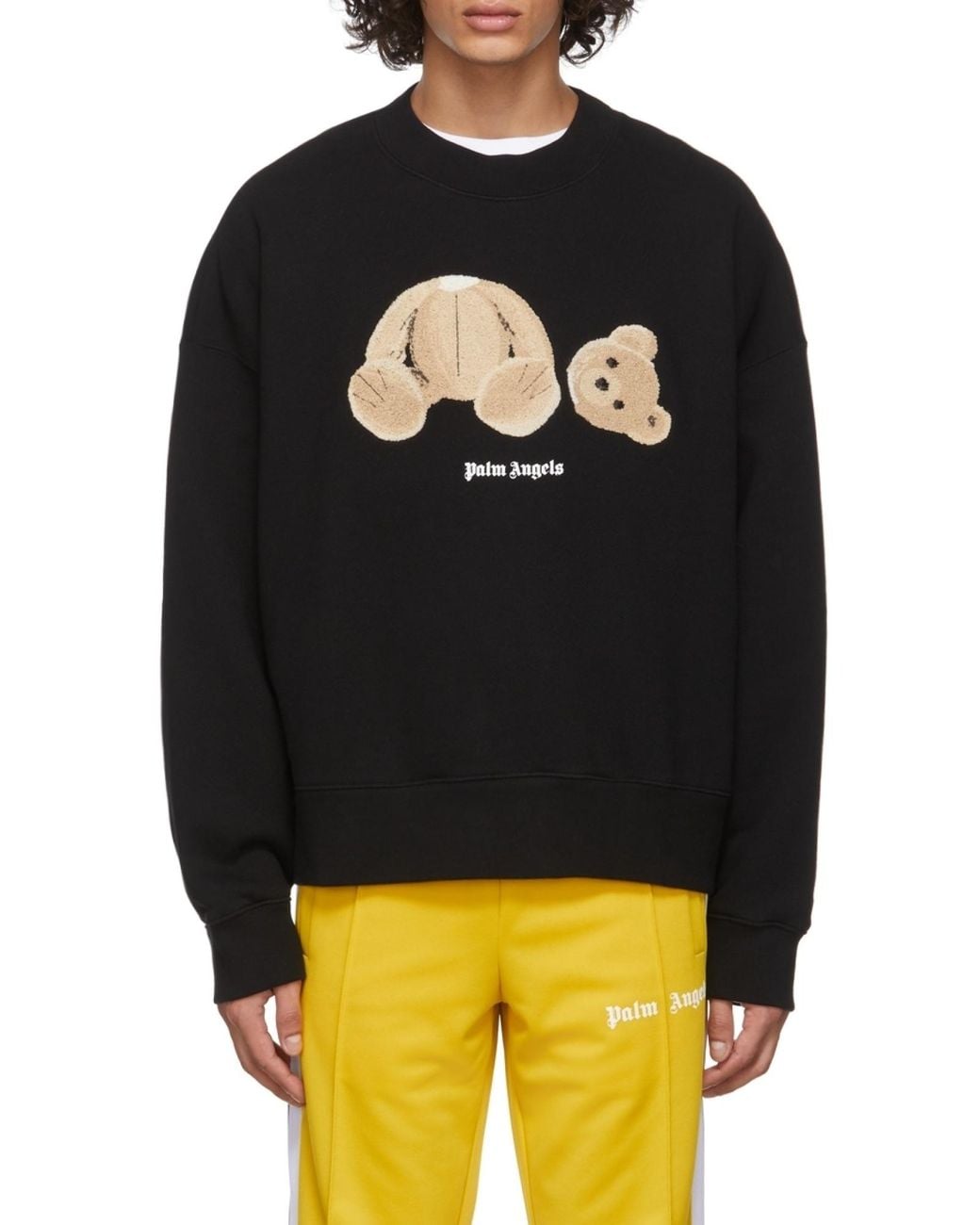 Palm Angels Black Logo Printed Crewneck Sweatshirt for men