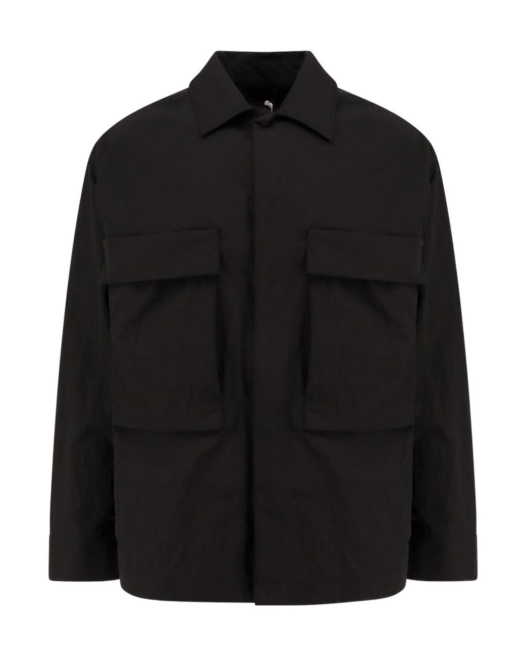 Herno Black Tech-Crinkle Laminar Shacket for men