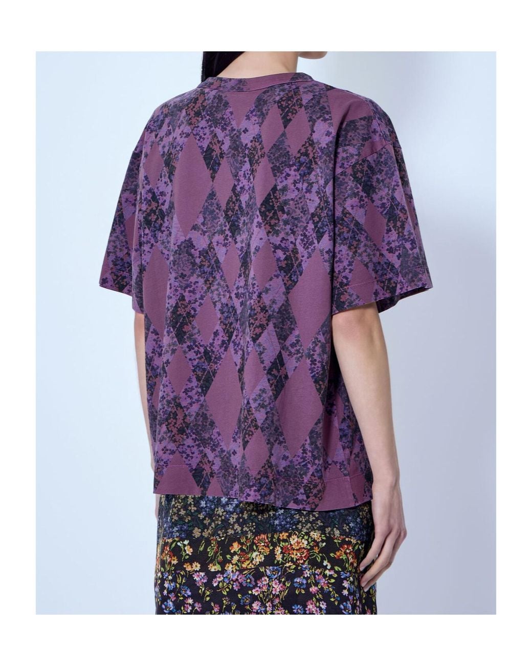 Dries Van Noten Purple Argyle Print T-Shirt